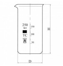 Стакан В-1-100 высокий с делениями и носиком, ТС